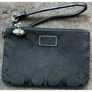 Vintage Coach Black Signature C Jacquard Canvas Wristlet Wallet EUC